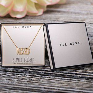 NWT Rae Dunn | 18k Yellow Gold-Plated 'Blessed' Bar Necklace